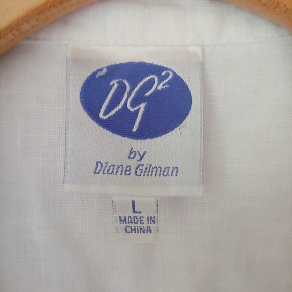 Diane Gilman Linen Button Down Shirt White Size Large - Picture 11 of 12